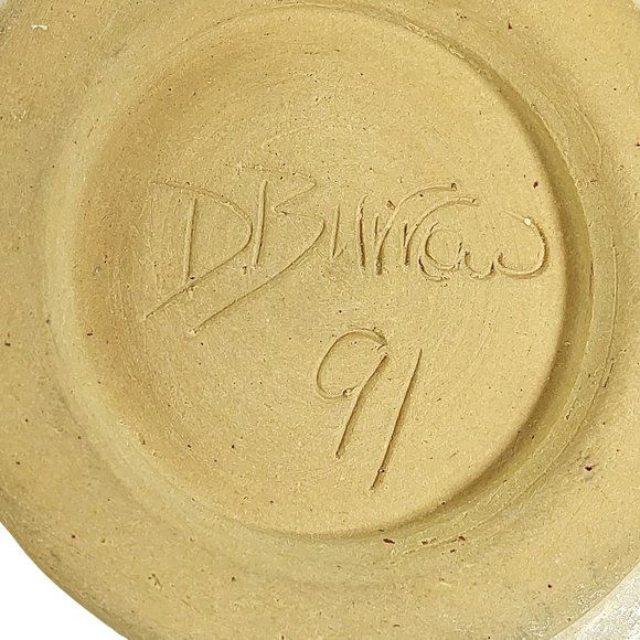 Soup Bowl Mug Artisan Handmade Glazed Pottery Floral 1991 Vintage - Picture 9 of 10